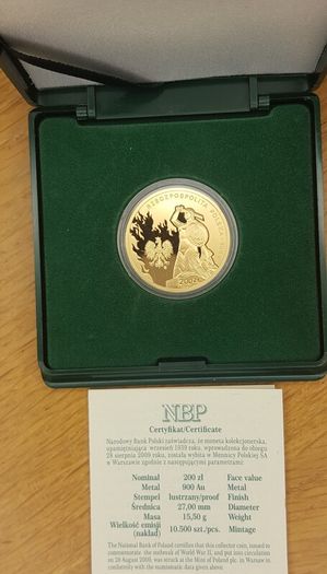 Poland 200 zlotych, 22ct gold coins
