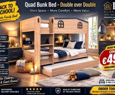 Quad Bunk beds 2 x 4ft double beds