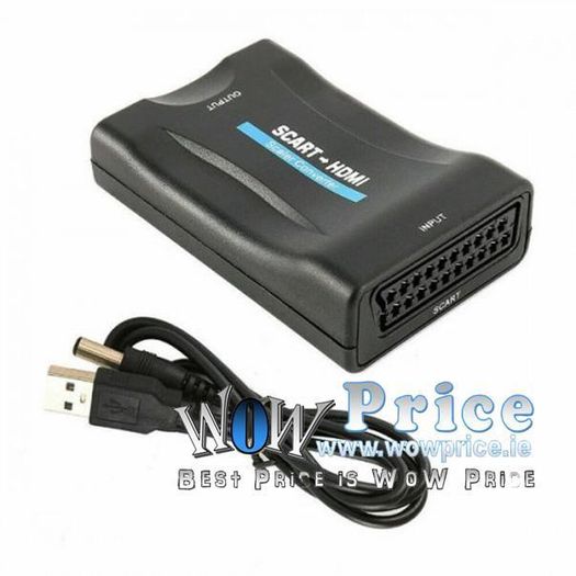38222 SCART To HDMI Video Audio Upscale Converter Adapter HD 1080P