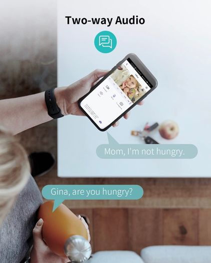 Wi-Fi Camera for Home Security, Dog Camera with Motion and Sound Alerts via APP, Baby Monitor with Indicator Switch, 2-Way Audio, Works with Alexa