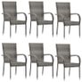 7 Piece Garden Dining Set Poly Rattan Grey Image 3