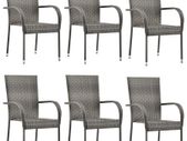 Stackable Outdoor Chairs 6 pcs Grey Poly Rattan