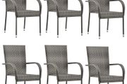 Stackable Outdoor Chairs 6 pcs Grey Poly Rattan