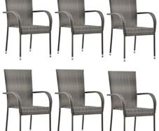 Stackable Outdoor Chairs 6 pcs Grey Poly Rattan