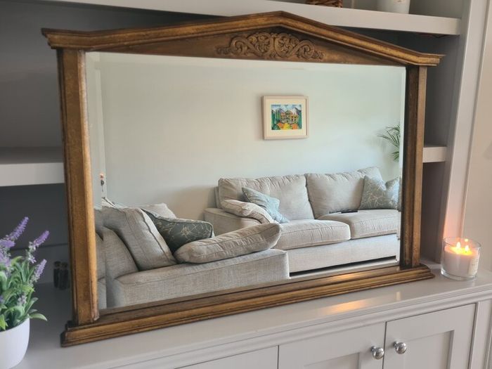 Elegant Gold Overmantle Mirror  Large Statement Piece
