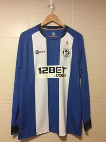 Wigan Athletic Jersey. Season 2012/2013. Official Mi-fit Long Sleeved Mens Home Jersey. Authentic Original From 2012. Not A Modern Day Remake.