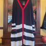 Ulla Popken FURTHER. REDUCED new long cardigan in navy with red and white . Size 28.   length is 42 inches Image 7