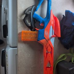 nerf gun and glasses