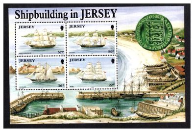 1992 Jersey Shipbuilding in Jersey Commemorative Stamp Miniature Sheet Mint Never Hinged (MNH)