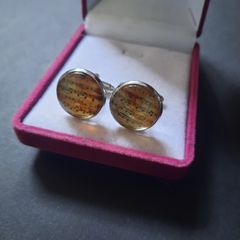 Sheet Music Cufflinks Musician Jewellery and Accessories Glass Cabochon Silver Tone
