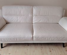 White Leather 3 Seater Couch Sofa