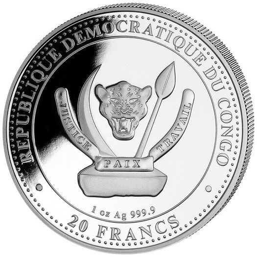 2023 Congo 20 Francs 1 oz Silver Bullion Coin -TITANOBOA Prehistoric Life (In Capsule)