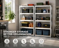 Set of 2 Heavy Duty Garage Storage Shelving Units 650kg Capacity Each