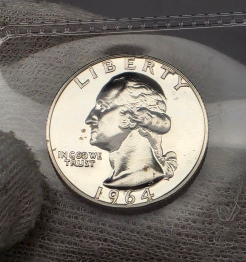 USA United States Silver Proof 1964 Washington Quarter 25 Cent