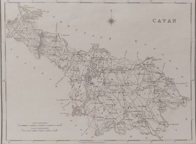 Cavan 1837 Antique Map Including Baronies