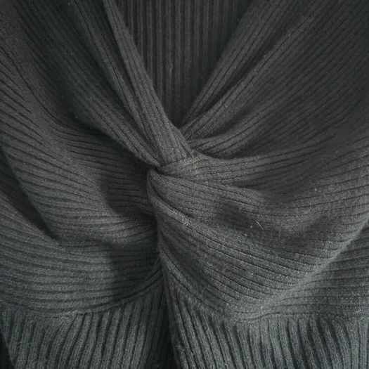 Black ribbed knit long sleeve top