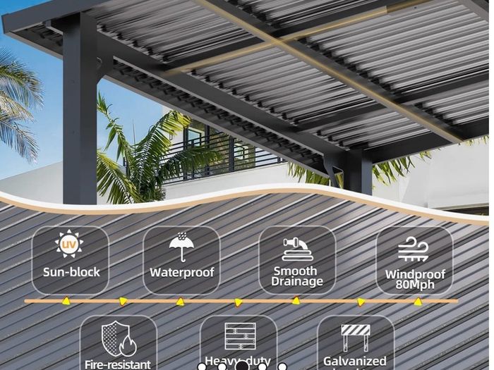 Gazebo hardtop with Galvanized Steel Sloping Roof