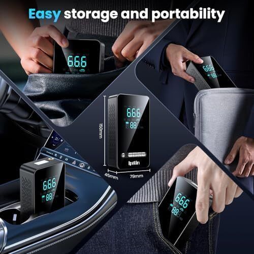 Tyre Inflator Cordless Compressor - Portable Air Electric Bike Pump 150 PSI with Digital Display,Rechargeable Tyre Accessories for Car,Bike and Motorbike with Pressure Gauge and LED Light