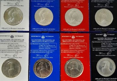 8 x USA Olympic Silver Dollars