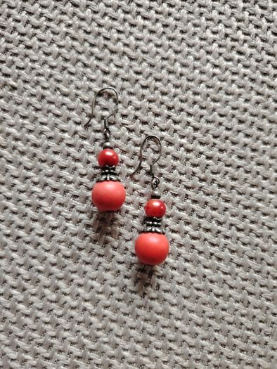 Red Drop Earrings- silver 925