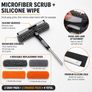 4.5M Window Cleaning Equipment, Window Squeegee Cleaner Kit with Extendable Pole, 2 in 1 Telescopic Long Cleaning Pole with Squeegee, 5 Microfiber Scrubber Pad for Home, Shower Glass, Car Image 5