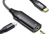 2-in-1 USB-C PD Headphone Jack Adapter [Type-C to 3.5 mm Audio Adapter for Aux, Stereo, Earphones, Headsets] [Braided Nylon Cable]