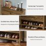 Vintage Brown Shoe Cabinet with 2 Folding Drawers, Freestanding Shoe Storage Organiser for Hallway, Entryway & Home Image 5