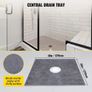 Shower Curb Kit, 48"x48" Watertight Shower Curb Overlay with 4\" PVC Central Bonding Flange, 4\" Stainless Steel Grate Image 5