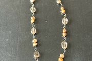 silver necklace with natural stones