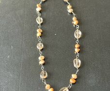 silver necklace with natural stones