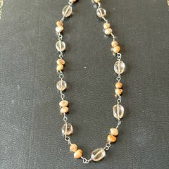 silver necklace with natural stones