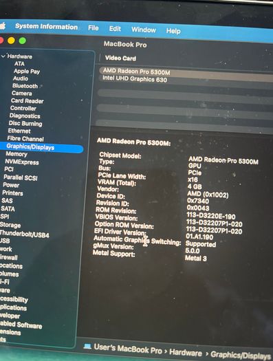 MacBook Pro A2141(16-inch, 2019, Four Thunderbolt 3 ports)