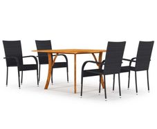 5 Piece Garden Dining Set Black