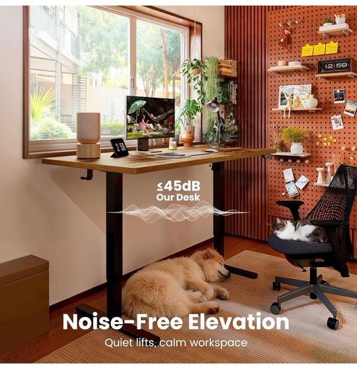 Electric Standing Desk Height Adjustable 120 x 60cm, Sit Stand Desk with 4 Memory Smart Pannel for Home Office with Splice Board