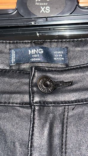 Mango Kids Black Coated Faux Leather Look Jeans - Size XS / Teen