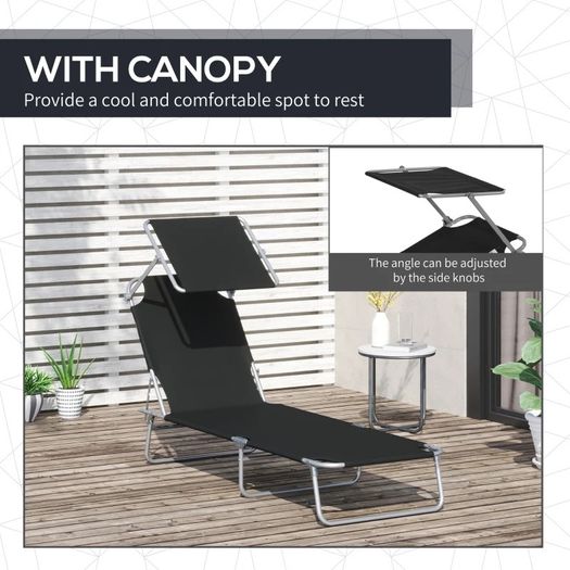 Folding Sun Lounger-Black (FREE POSTAGE)