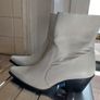 White 100% Leather Cowboy Western Ankle Boots Pointed Toe Heel EU 40 Image 9
