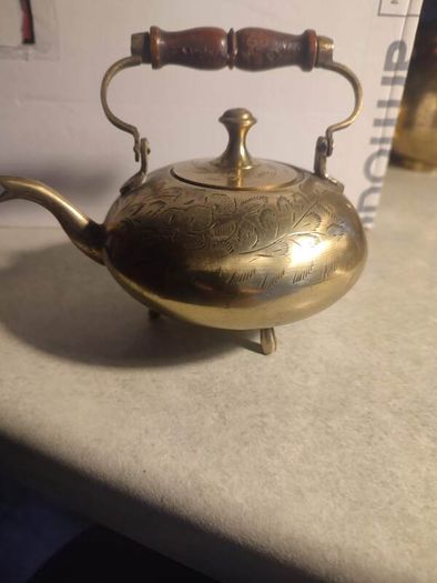 Oriental Brass lovely looking Tea or Coffee Pot. Engraved Indian Pot. Small Vintage Jug. Handmade