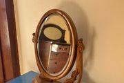 Vintage oval wooden dressing table mirror