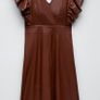 Zara Faux Midi Leather Dress Brown Maroon, XS Image 7