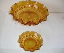 Davidson Amber Glass Blackberry Prunt Dish/Bowl 1960's