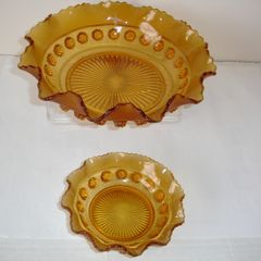 Davidson Amber Glass Blackberry Prunt Dish/Bowl 1960's