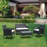 _Garden Lounge Set, Balcony Furniture Set for 4 People, 7 Pieces, with Table, Seat Cushion, Washable, Plastic, Flat Rattan Look, for Balcony or Patio Image 6