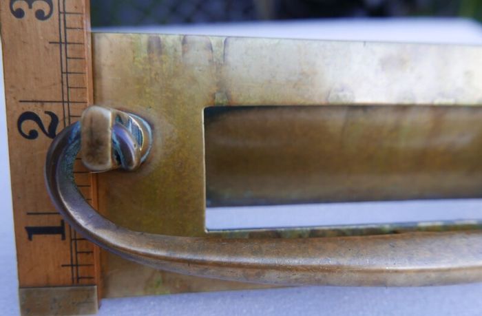 Antique Large Solid Brass Door Knocker Letterbox Handle - 1800s Reclaimed Hardware