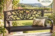 Hanging Bench Metal Brown Weatherproof Swing with Chains Hanging ChairSeater Garden Bench