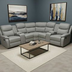 New Stanley Grey Fabric Corner Recliner Sofa