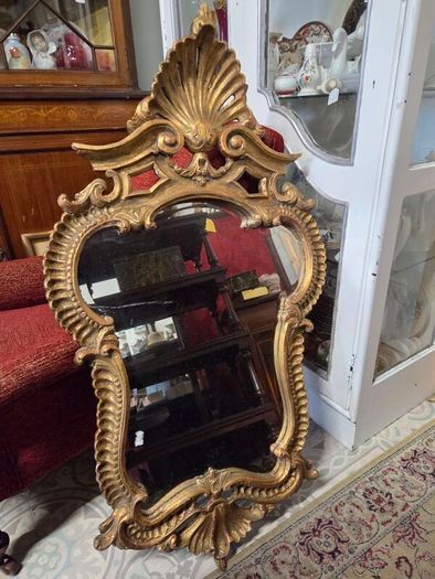 Vintage Portuguese Gilt Gesso Bevelled Glass Mirror