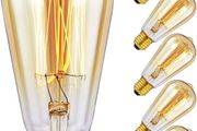 Edison Light Bulbs - Vintage Style E27 Edison Screw Bulb Squirrel Cage - Amber Warm Dimmable - ST64 60W - Pack of 6.