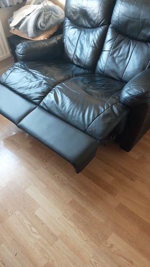 Recliner Black leather 2 seater couch