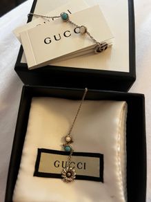 Gucci Marmont Double G Flower Mismatch Sterling Silver Drop Threader